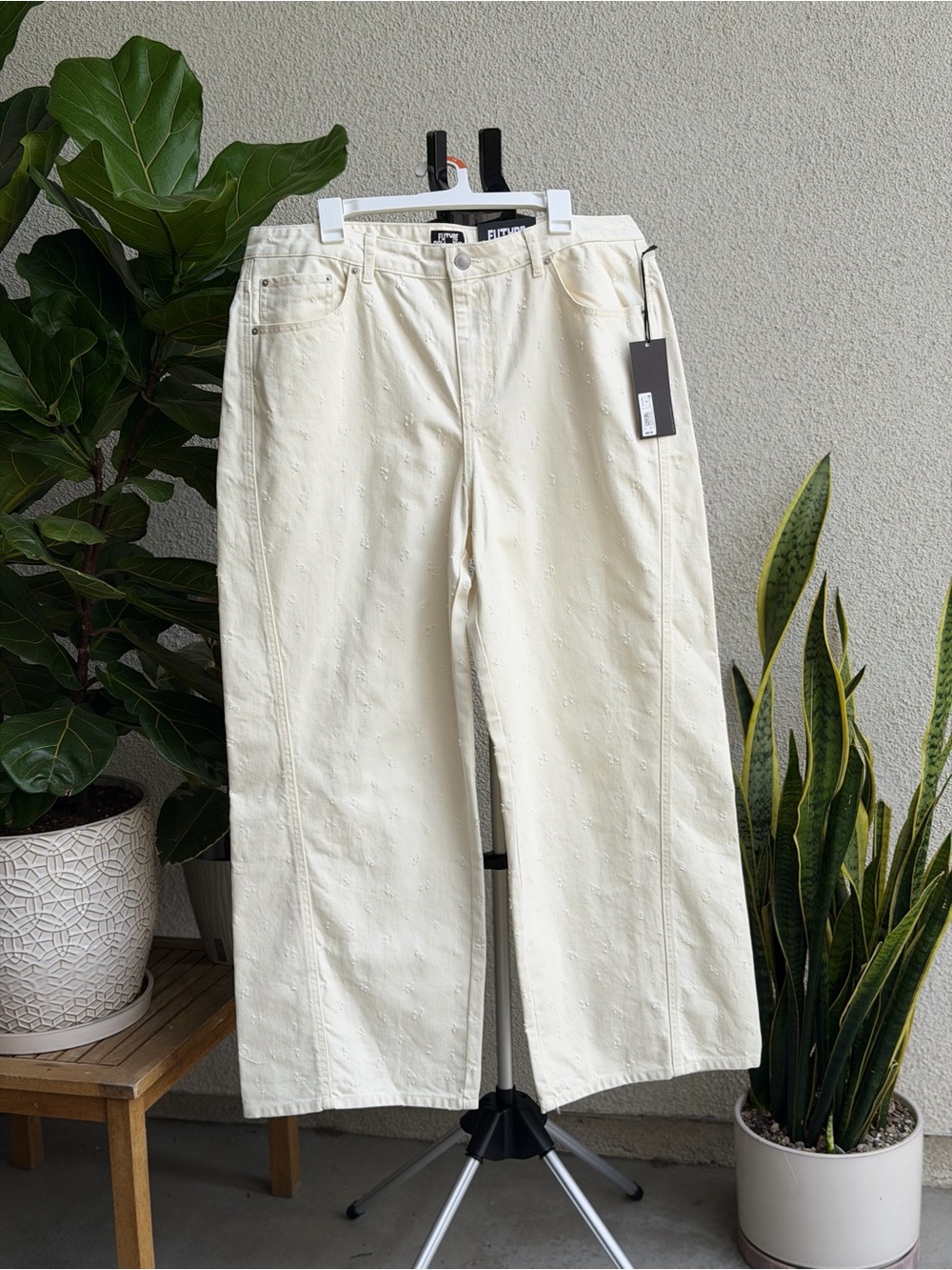 Future Collective Women's Wide Leg Jeans - Cream